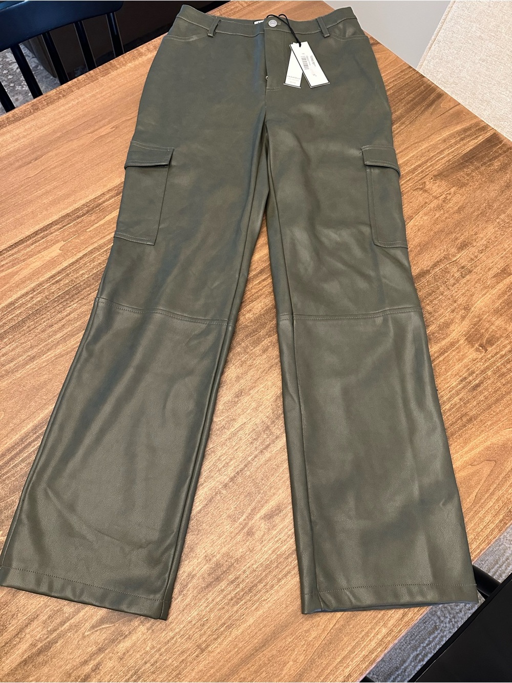 bagatelle Olive Green Leather Skirt